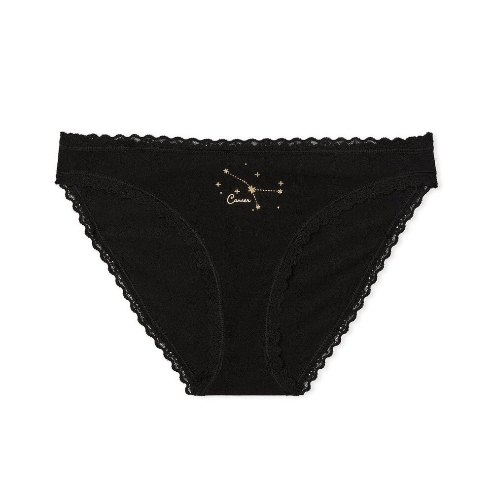 Victoria's Secrets Lace Trim Cotton Lace-Waist Bikini Panty Sz: L